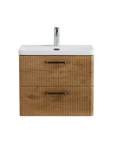 BelBagno Тумба с раковиной Due 60 подвесная Rovere Nature ручки Матовый тёмный никель – фотография-4